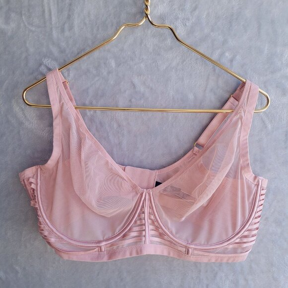 VICTORIA'S SECRET Very Sexy Unlined Mesh Bra Size 42DD Demure Pink Underwire - Picture 1 of 7